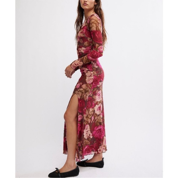 Free People Gianni Maxi Dress in Pink Love Combo M - Picture 6 of 8